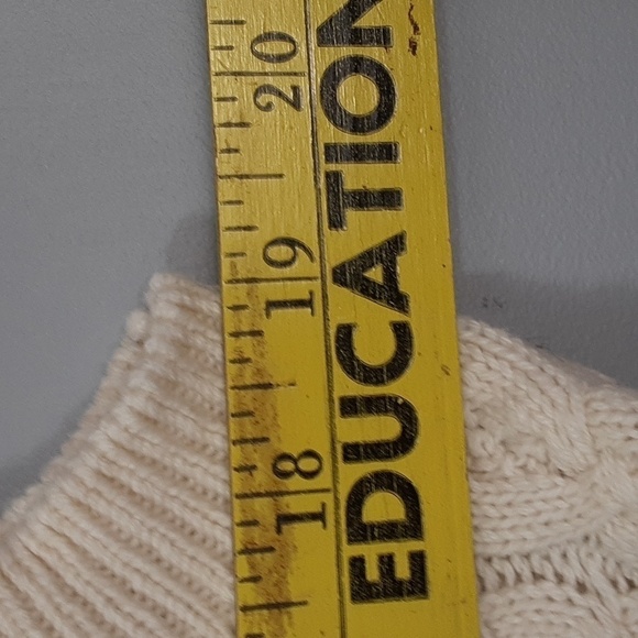 It's Our Time Oversized Cable Knit Ivory Navy Pocket Vest - Picture 4 of 8